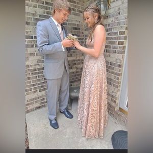 Prom Dress! This dress has a slit and POCKETS! It is comfy and not too heavy!